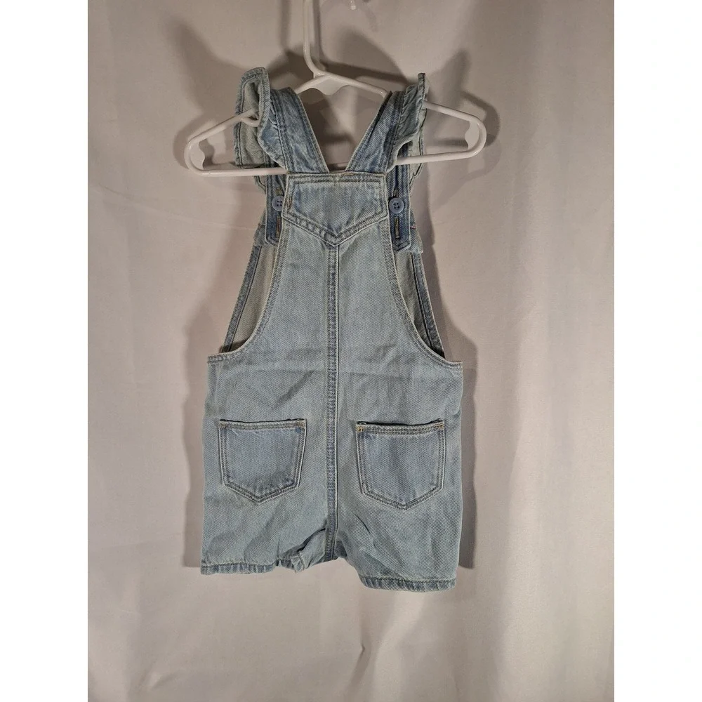Baby Gap Denim Shortall Overalls Light Wash Ruffle Strap 2 Years Toddler Blue